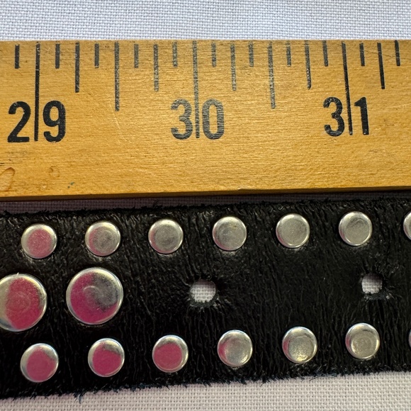 Zara Leather Studded Black Belt Unisex Size 32 - Picture 11 of 12